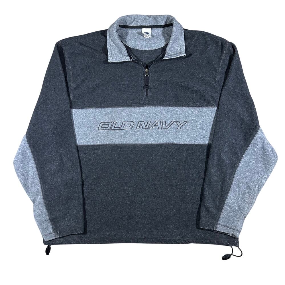 Vintage Y2K Old Navy Spell Out Fleece Quarter Zip Sweatshirt Mens XXL 00s